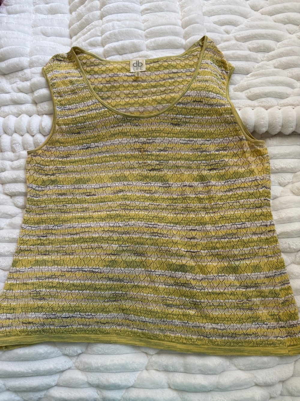 Dana Buchman Yellow and Green Striped Knit Tank